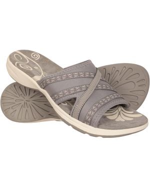 Mountain Warehouse 'Crest' Slip On Comfort Sliders Casual Cushioned Ladies Open Toe Sandals - Grey