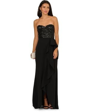 Adrianna Papell Strapless Bead Mesh Dress - Black
