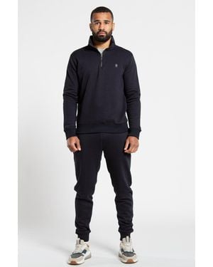 French Connection Cotton Blend 1/2 Zip Jumper And Jogger Tracksuit Co-Ord - Blue
