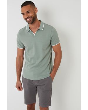 Threadbare Pale Cotton Trophy Neck Polo Shirt - Grey