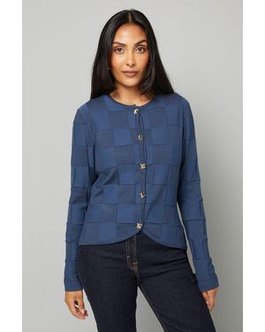 Wallis Petite Stitch Detail Cardigan Viscose - Blue