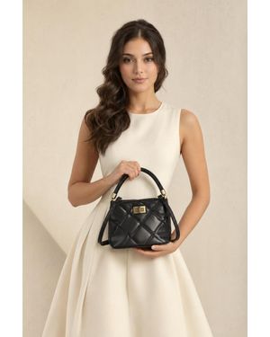 SVNX Quilted Top-Handle Crossbody Mini Handbag - Natural