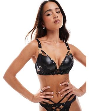 Ann Summers Eliminating Pu Padded Plunge Bra - Black