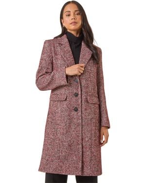 Roman Petite Herringbone Smart Coat - Red