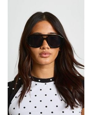 Boohoo Chunky Framed Aviator Sunglasses - Black