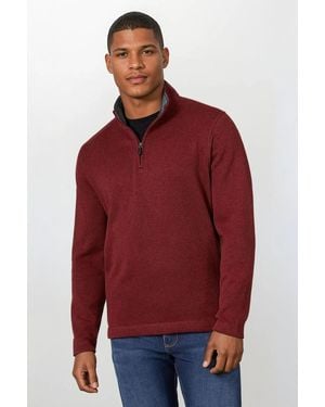 Wrangler Zip Neck Fleece Jumper - Red
