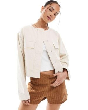 ASOS Twill Collarless Jacket - White