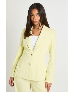 Boohoo Linen Look Marl Oversized Blazer - Yellow