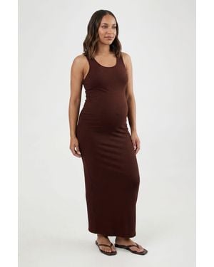 Boohoo Maternity Rib Scoop Neck Maxi Dress - Red