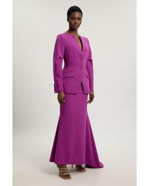 Karen Millen Compact Strech Waterfall Maxi Skirt - Purple