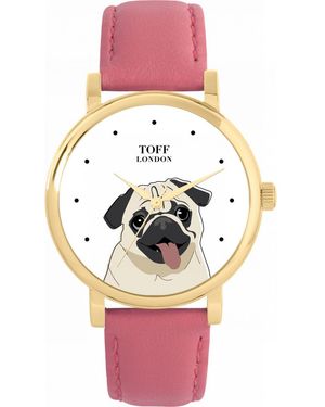 Toff London Tlws-28250 Ladies Pug Dog Head Watch - Pink