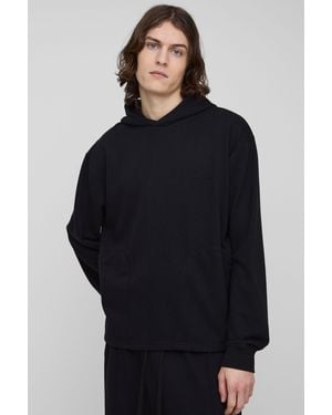 BoohooMAN Tall L'homme Embroidered Welt Pocket Hoodie - Blue