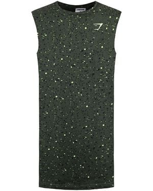 GYMSHARK Micro Print Drop Tank Top - Green