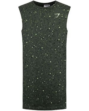 GYMSHARK Micro Print Drop Tank Top - Green
