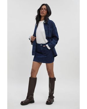 Boohoo Boucle Denim Mini Skirt - Blue
