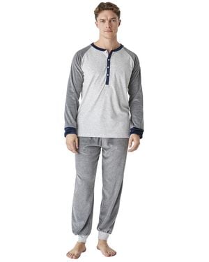 J&j Brothers Winter Pyjamas Long Sleeve Velvet Jjbep5302 - Grey