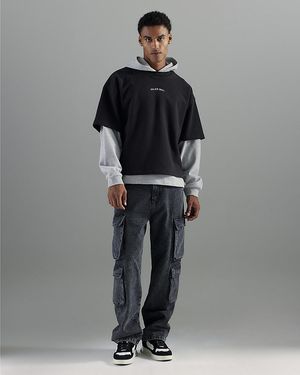 River Island Cargo Jeans Loose Fit Elasticated Cotton - Grey