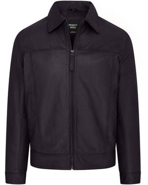 Infinity Leather Retro Classic Harrington Biker Jacket - Blue