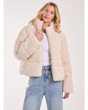 Pink Vanilla Teddy Padded Coat - Blue