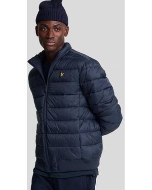 Lyle & Scott Dark Funnel Neck Wadded Jacket - Blue