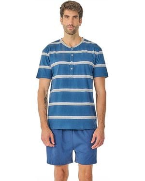 J&j Brothers Summer Short Sleeve Pyjamas Jjb21 - Blue