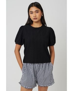 Brave Soul Textured Jersey Short Sleeve T-Shirt - Black