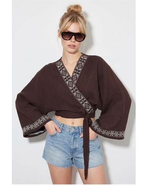 Bianco Lucci Cotton Blouse - Brown