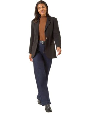 Roman Single Breasted Smart Blazer - Black