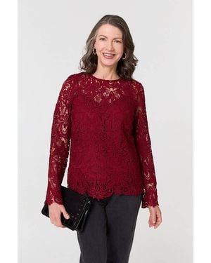 Izabel London Lace Texture Layered Long Sleeve Blouse