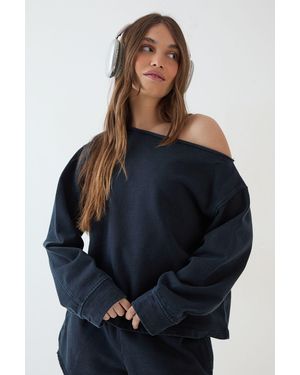 DSGN Studio Heavyweight Washed Off The Shoulder Oversized Sweatshirt - Blue