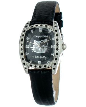 Chronotech Black Leather Watch - Multicolour