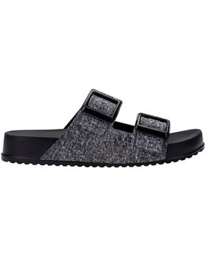 Melissa Cosy M Lover Slide Denim Buckle Closure - Black