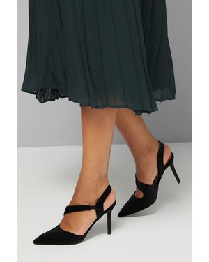 Wallis Everly Velvet Asymmetric Pointed Stiletto High Heel Court Shoes - Black