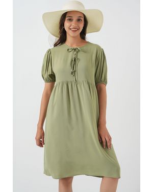 Bigdart Midi-Jurk Met Striksluiting - Groen