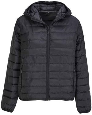 Sol's Ladies Stream Hooded Padded Jacket - Black