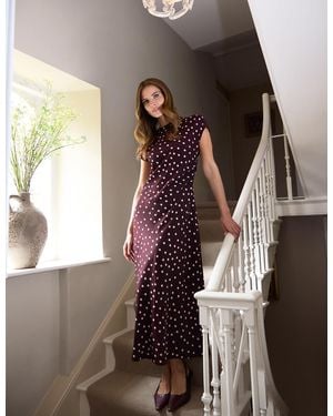 Blue Vanilla Spot Ruched Side Dress - Red