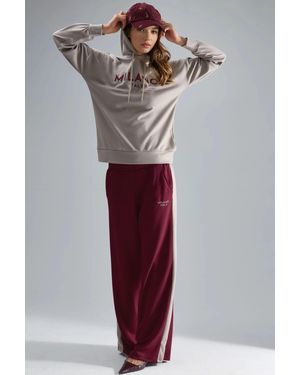 Hiccup Modal Touch Hooded Embroidered Long Wide Leg Two-Piece Co-Ord Set