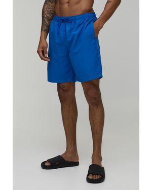 BoohooMAN Long Length Bm Autograph Swim Short - Blue