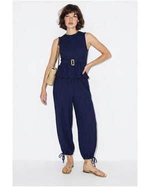 Bianco Lucci High Waist Wide Leg Two-Piece Coord - Blue