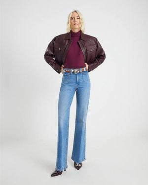 River Island Flared Jeans High Rise Relaxed Denim Cotton - Blue