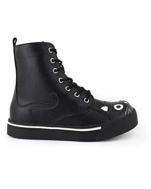 T.U.K. Kitty Faux Leather Combat Trainer Boots - Black