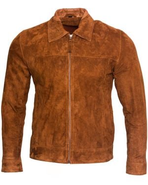 Infinity Leather Retro Goat Suede Biker Jacket - Brown