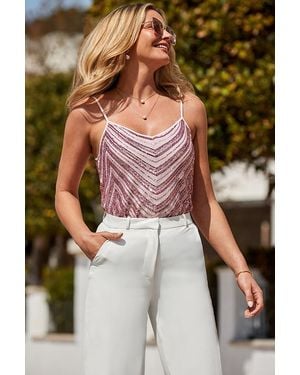 Sosandar Shimmering Sequin Cami Top - Pink