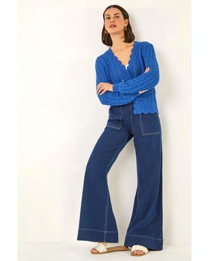 Roman Cotton Stretch Wide Leg Jean - Blue