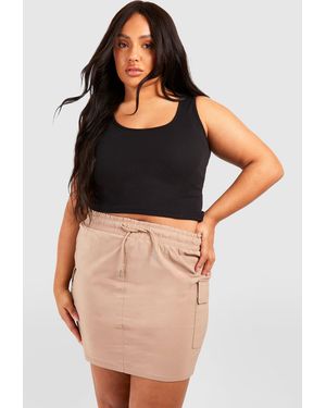 Boohoo Plus Drawstring Cargo Mini Skirt - Black