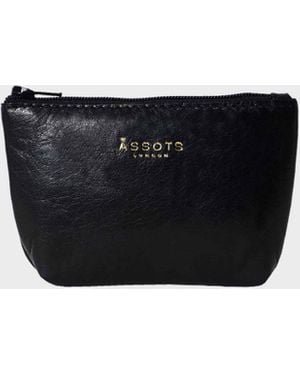 Assots London 'Diana' Full Grain Leather Zip Top Coin Purse - Black