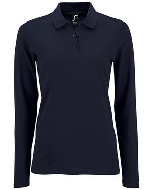 Sol's Ladies Perfect Long Sleeve Pique Polo Shirt (French) - Blue