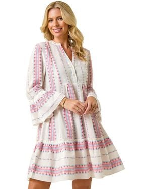 Roman Petite Jacquard Tiered Dress - Pink