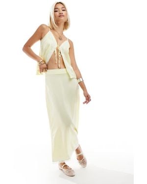 ONLY Low Waist Contrast Lace Trim Maxi Skirt Co-Ord - Metallic