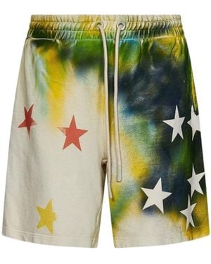 Palm Angels Sprayed Stars Vint Sweatshorts Cotton - Green